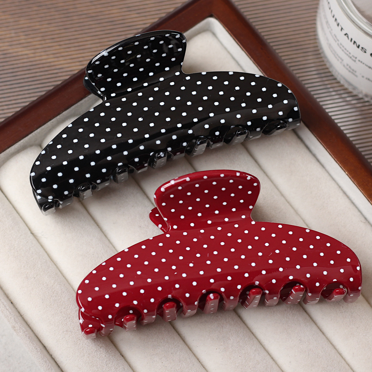 Moda retro punto de onda imitación acético clip de agarre semijay con un dulce sentimiento de alta calidad clip de tiburón clip de pelo accesorios para el cabello image 5