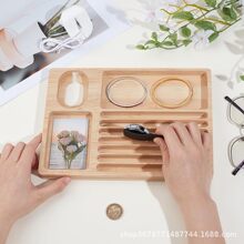 木制桌面收纳托盘可放抽屉手表耳机项链首饰卡片收纳展示整理托盘