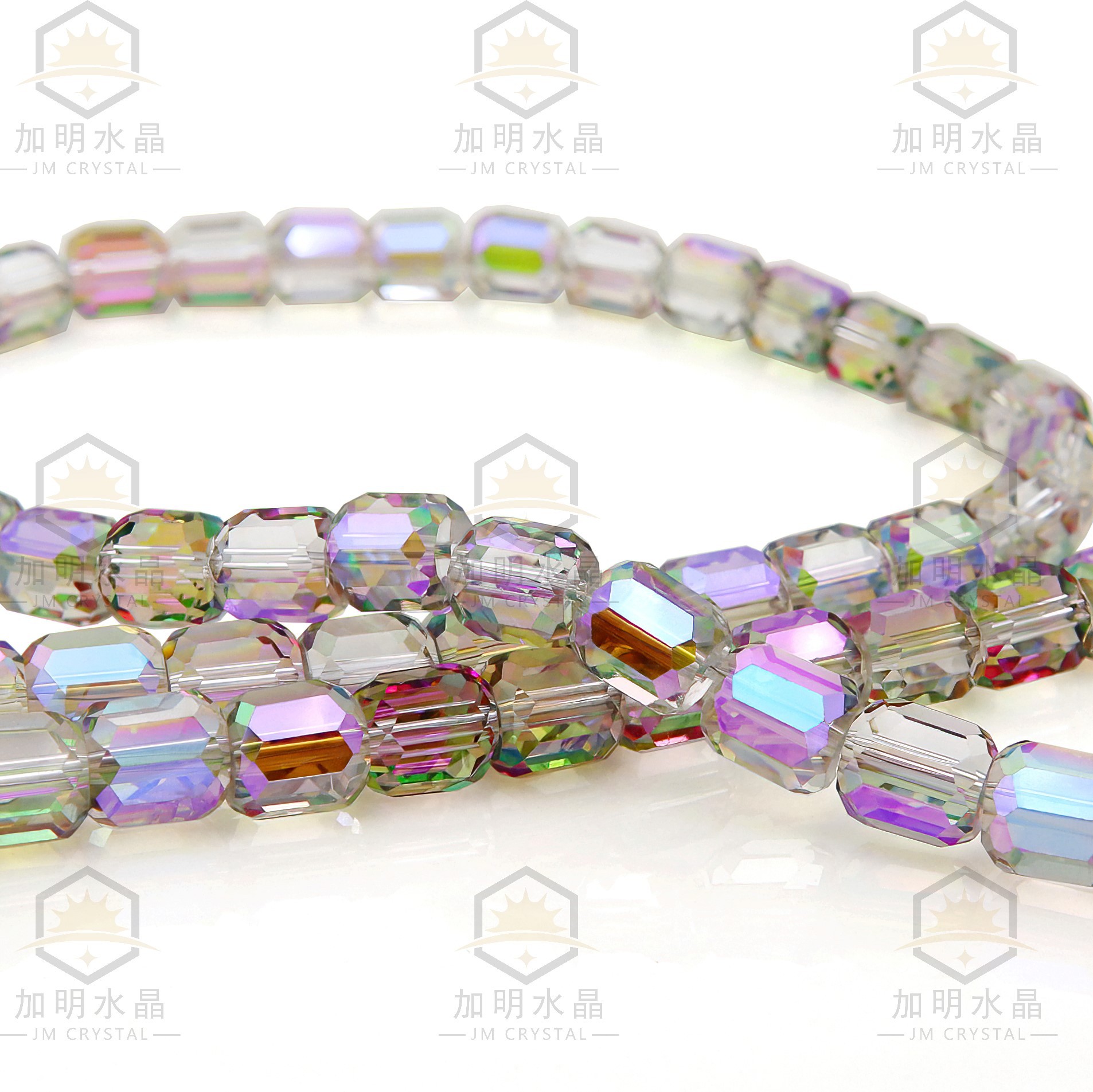 8mm K9 Colorful Transparent Straight Hole Faceted Beads Bucket Cylindrical Crystal Glass Beads Semi-finished Jewelry Accessories
