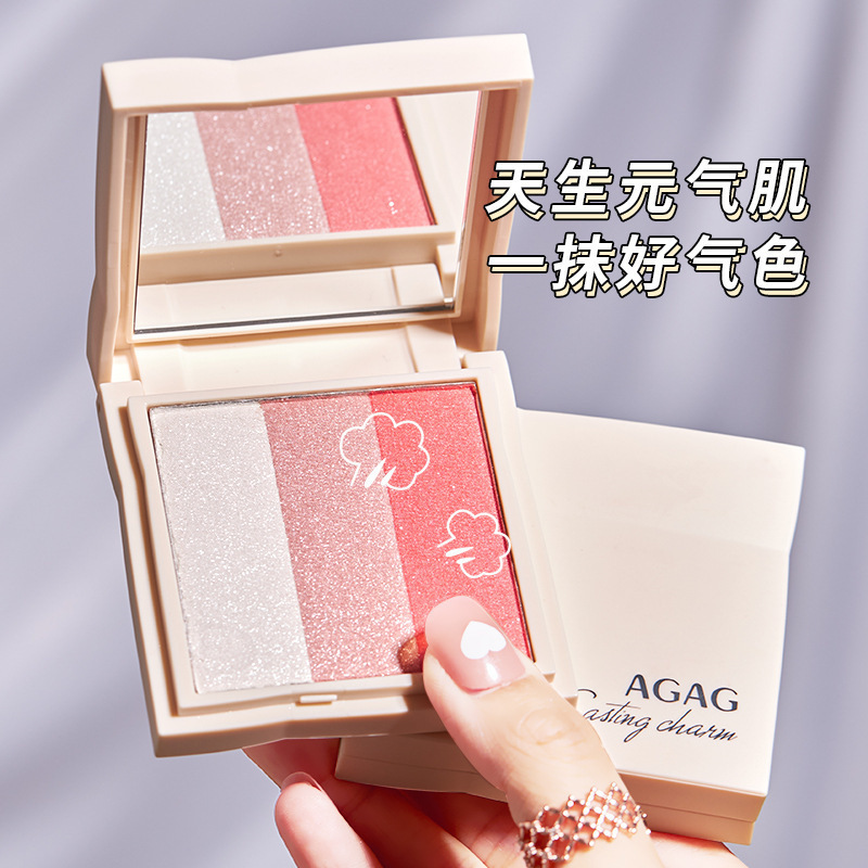 AGAG エジプト風グラデーション 3 色コントゥアリングパウダーオールインワンパレットブラッシュシャドウパレットノーズシャドウハイライトコントゥアリングパウダーブライトニング|undefined