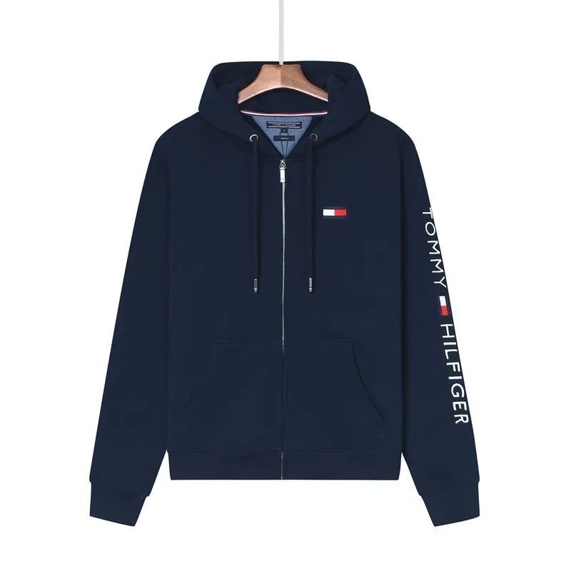 Tommy Embroidered Men's Spring & Fall Outwear Long-Sleeved Sweatshirt Autumn and Winter Casual Bottoming Shirt Cardigan Hooded