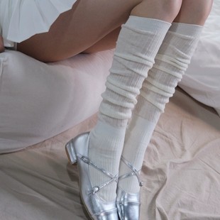 Spring and Summer Thin Breathable Long Socks for Women, Odor-Resistant and Sweat-Absorbent, Women's Boot Socks, Solid Color Japanese-Style Slouch Socks, Melade