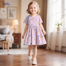 Little maven跨境欧美短袖女童裙子女童连衣裙夏季新款儿童公主裙