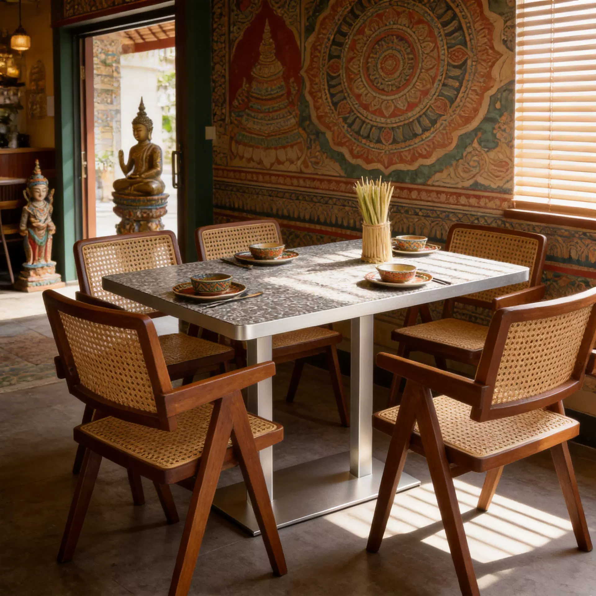 咖啡厅奶茶店岩板餐桌组合音乐餐厅西餐厅料理店餐厅靠墙卡座沙发