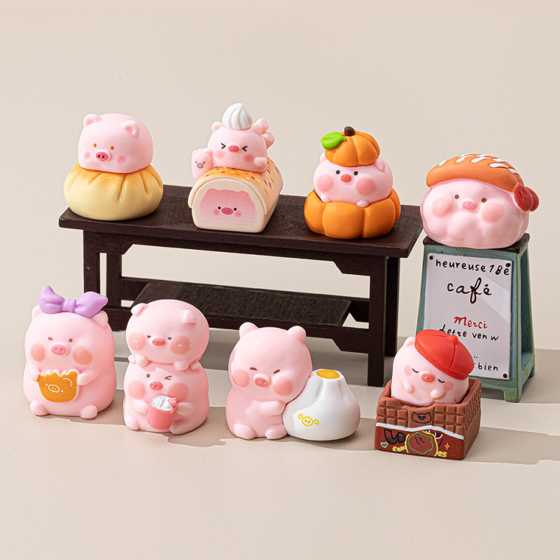 新品食玩甜品猪 盲袋萌粒diy饰品挂件钥匙扣公仔桌面摆件树脂配件|undefined