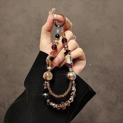 おしゃれな猫の目の石の丸い玉のイチゴの金色のチェーンの数珠の携帯電話のチェーンのカラーの水晶のドリルのボールはなくなることを防ぎます。