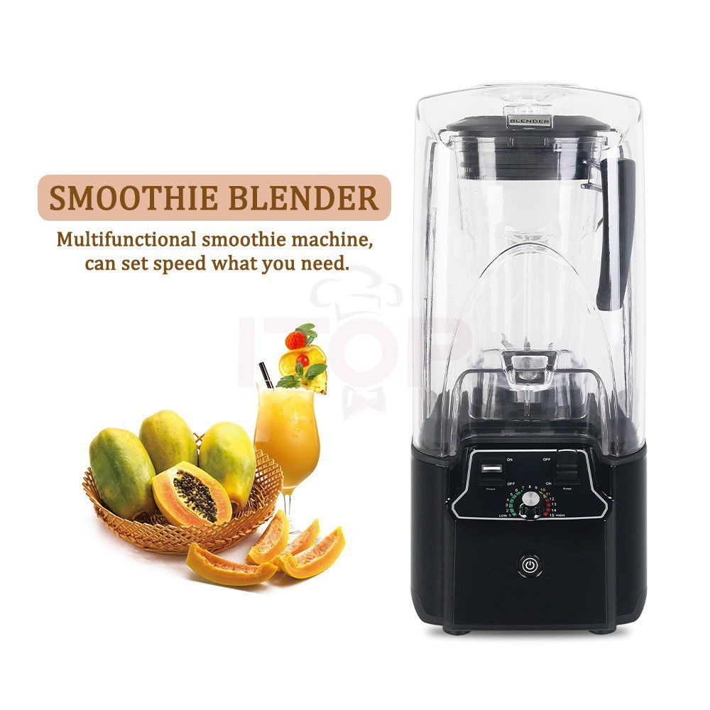 Máquina comercial de batido de gran capacidad de 2L, aislamiento acústico, trituradora de paredes de frutas y verduras, botón mecánico de batido, batido automático multifuncional