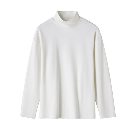 Half-height collar base shirt men one-piece double-sided velvet half-height collar warm round neck long sleeve T-shirt for innerwear autumn shirt for men