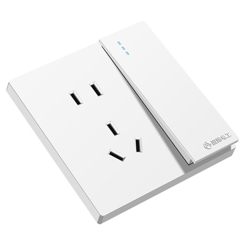 International electrician type 86 large plate white switch socket 16a one open five holes with USB porous household dual control panel