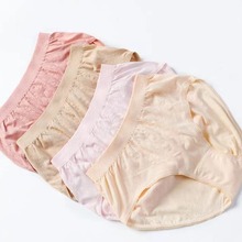 厂家批发竹纤维女内裤提花大码机织女式莫代尔防走光富态三角裤