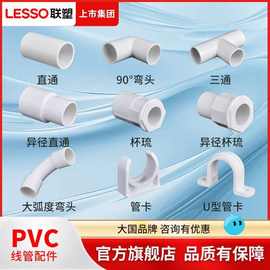 联塑线管配件PVC线管2025三通直通弯头管卡夹接头加厚异型三通管