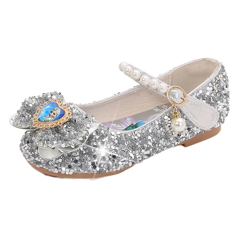 Princess Shoes for Girls 2026 Summer Fashion Elsa Flat Soft-Soled Crystal Single Shoes for Children and Toddlers