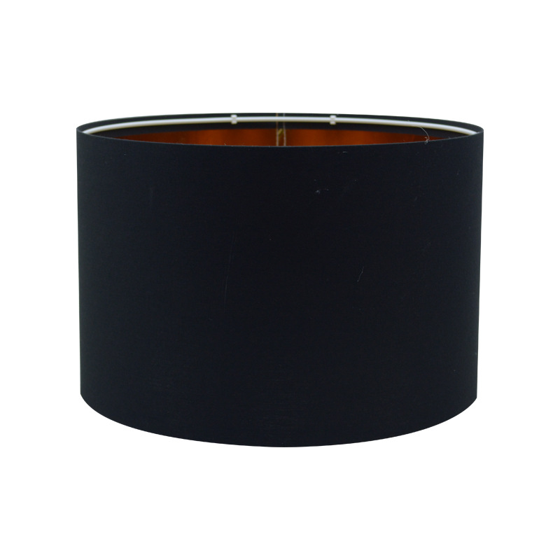 Transfronterizo E27 Redondo KD Desmontaje recto Tela TCC Exterior Negro Interior Oro Cubierta de PVC Lámpara de noche Lámpara de pared Lámpara de pie Pantalla