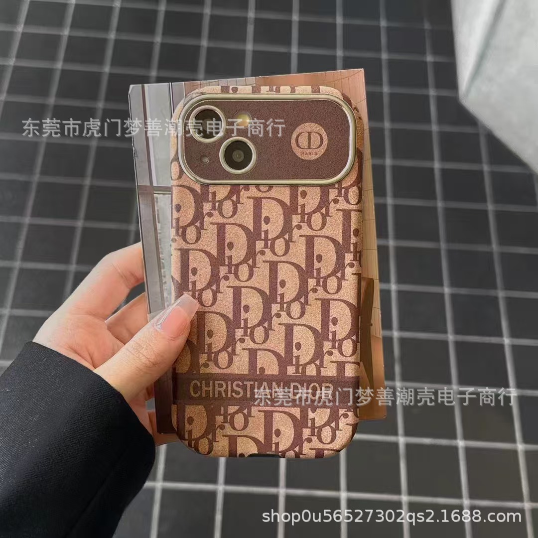 新款潮牌适用苹果16promax皮质手机壳iPhone15pro奢华小众13男女