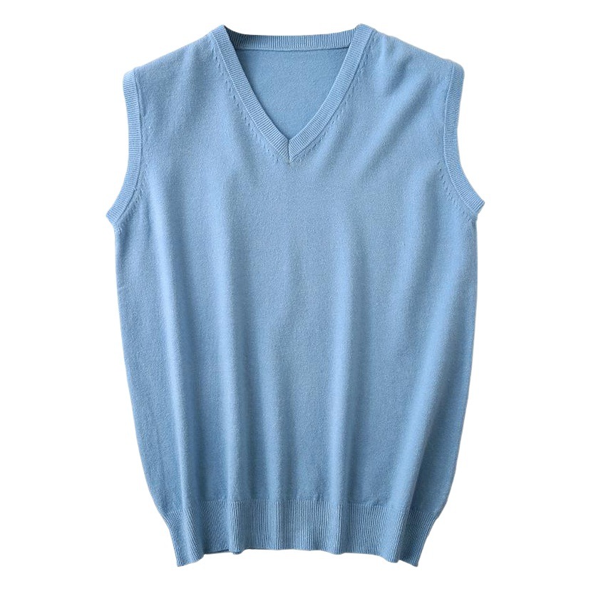 Spring and Autumn New Style Men's V-Neck Pullover Knitted Vest Sleeveless Pullover Versatile Sweater Base Layer Trendy Vest