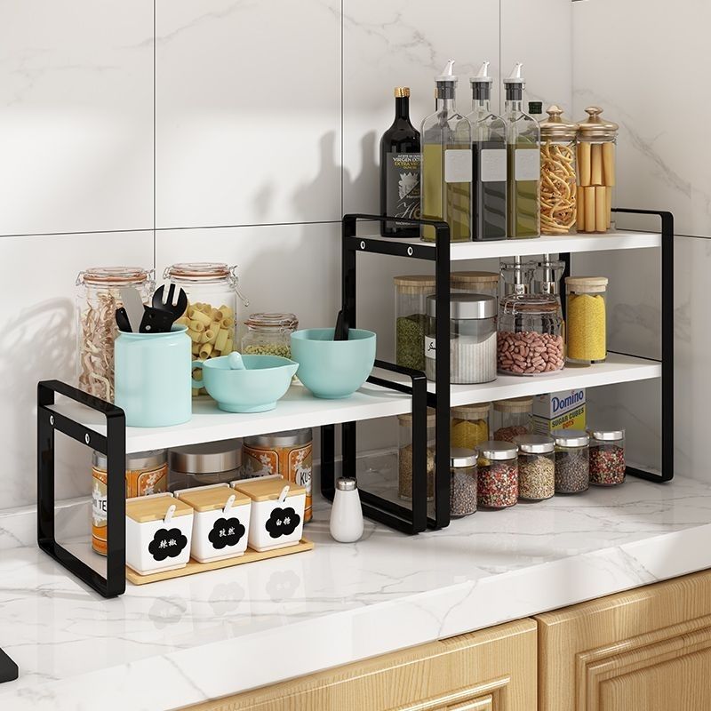 Layered shelf for kitchen counter, desktop storage rack, storage cabinet with internal dividers, spice plate pot rack, new design