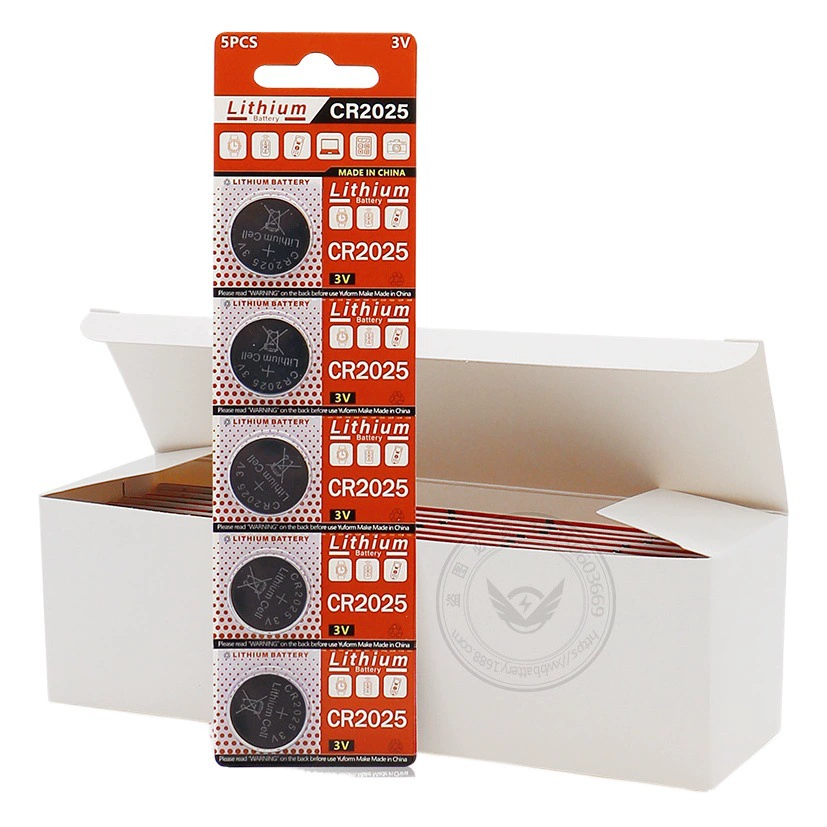 Карта CR2025 Кнопка батарея 5-пачка картонная блистерная упаковка пульт дистанционного управления 3 В литий-марганцевая батарея большая цена отличная