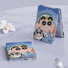 Fashion Crayon Shin-chan Cartoon Portable Folding Double-Sided Mirror Student Mini Makeup Mirror Flip-Top for Women