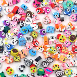 1000颗/包异形软陶片串珠卡通动物造型儿童手工材料批发软陶珠