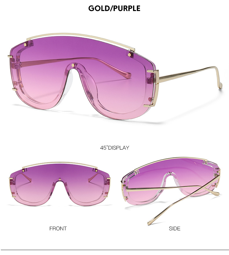 Ins Style Sports Solid Color Pc Special-shaped Mirror Frameless Women's Sunglasses display picture 5