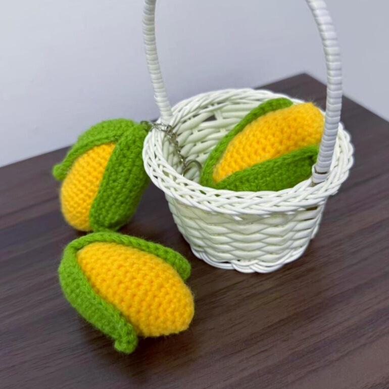 New Cute Fruit Crochet Corn Keychain Bag Pendant Accessory Creative Trendy Handmade Gift for Best Friend