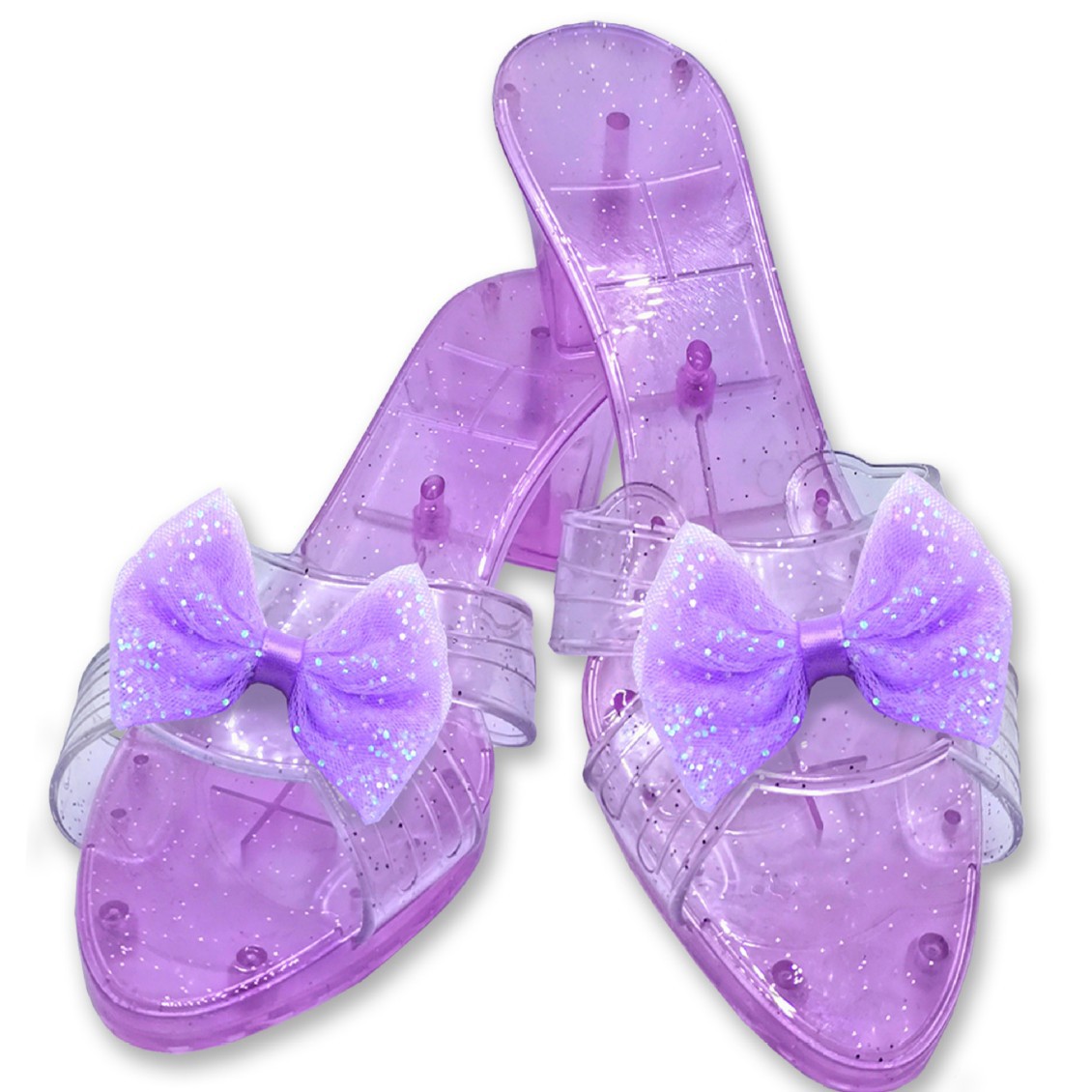 Venta caliente transfronteriza para vestir a la casa zapatos de juguete zapatos de princesa antideslizantes arco rosa azul púrpura niña tacones altos regalo