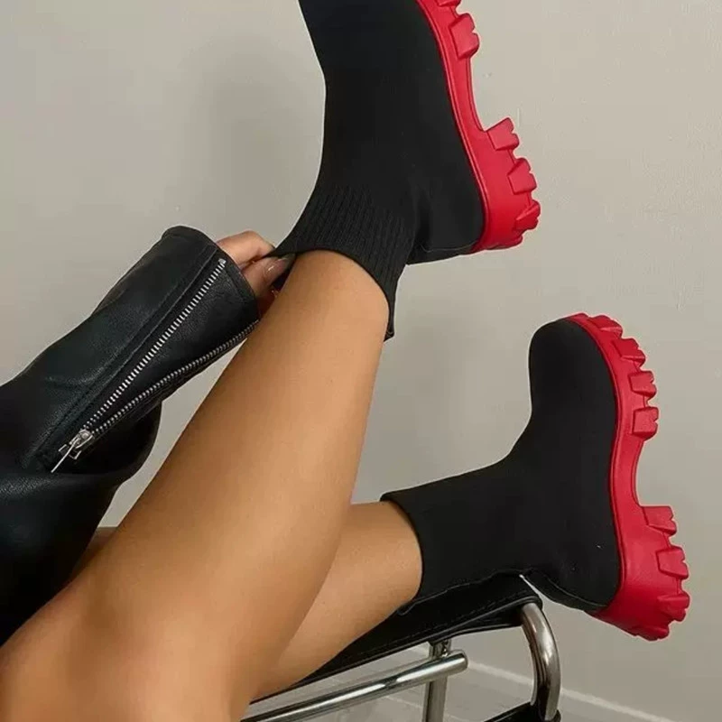 Вязаные демисезонные ботинки (Martens), низкая платформа, размеры EU 35–43