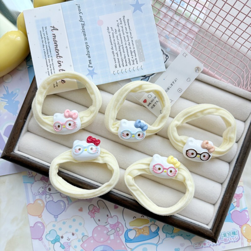 Cute Glasses Cat Hair Band High Elastic Towel Ring Cartoon Hair Rope Ins Sweet Headband Student Bestie Hair Accessories Cute Glasses Cat Hair Band High Elastic Towel Ring Cartoon Hair Rope Ins Sweet Headband Student Bestie Hair Accessories