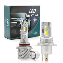 跨境新款汽车led大灯H7直插式高亮车灯高功率H4远近一体改装通用