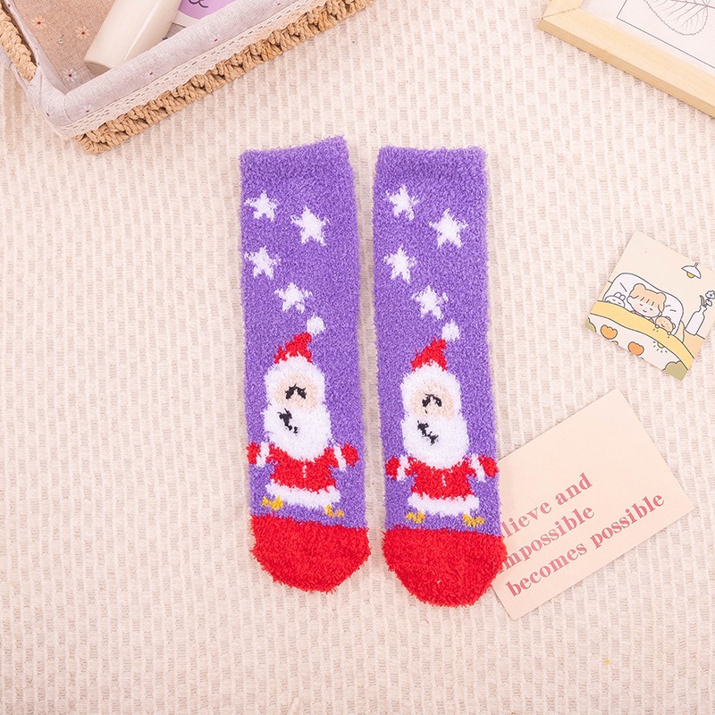 Calcetines Navideños Térmicos de Terciopelo de Coral Transpirables y Antibacterianos para Invierno image 12
