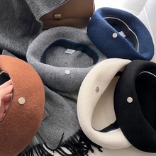 日系高檔立體造型貝雷帽子女冬季保暖畫家帽純色羊毛蓓蕾帽