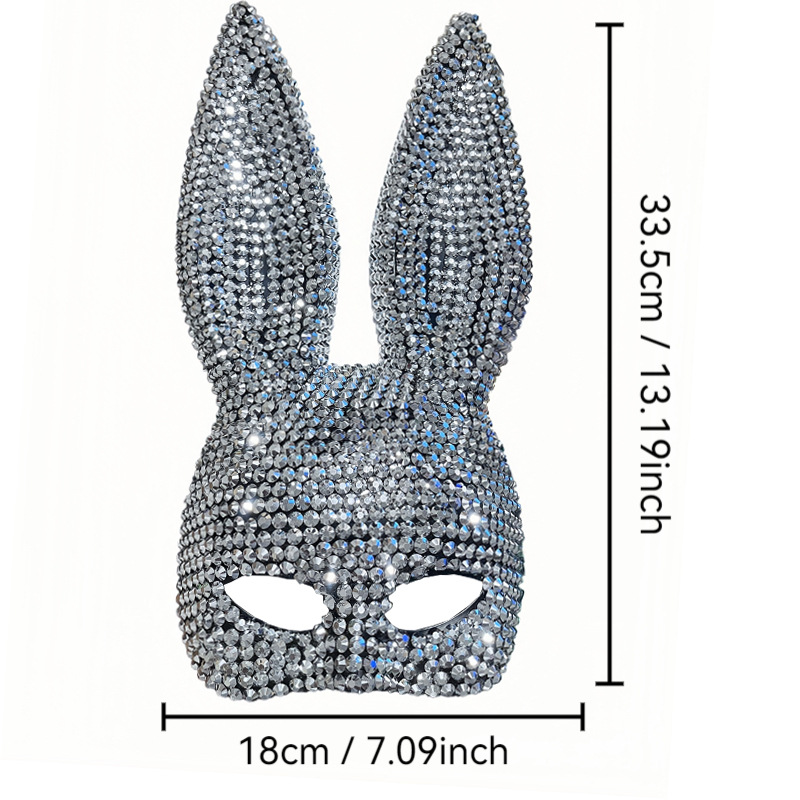 Máscara de conejo con diamantes para fiestas