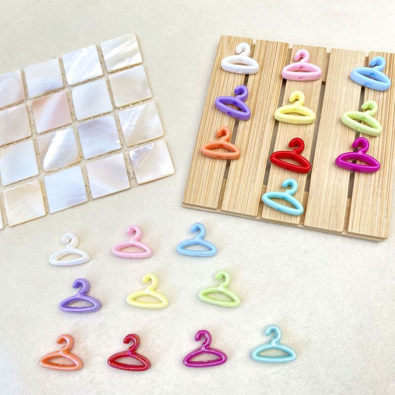 Acrylic Solid Color Ab Plated Small Clothes Hanger Straight Hole Loose Beads DIY Mobile Phone Chain Pendant Key Chain Jewelry Accessories