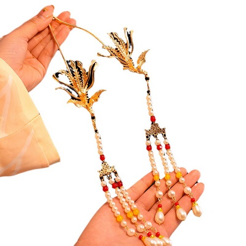 New Chinese-style phoenix hairpin, dangling earrings, bridal wedding dress, embroidered headwear, Ming-style Tang-style hairpins, cheongsam hair accessories