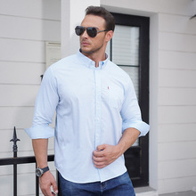 跨境专供加肥加大码春秋款男士长袖衬衫肥佬胖子大号宽松商务衬衣