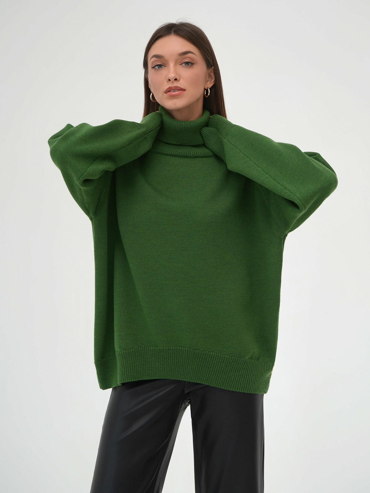 Damenbekleidung einfarbiger Rollkragenpullover Herbst und Winter bequemer lockerer klassischer vielseitiger Pullover mit Temperament_voghion.com