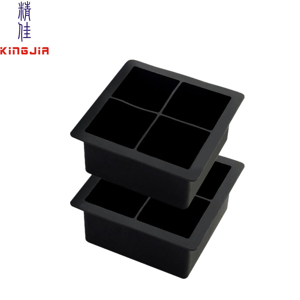 食品级 硅胶4格冰格盒 工厂批发四格大号硅胶冰格