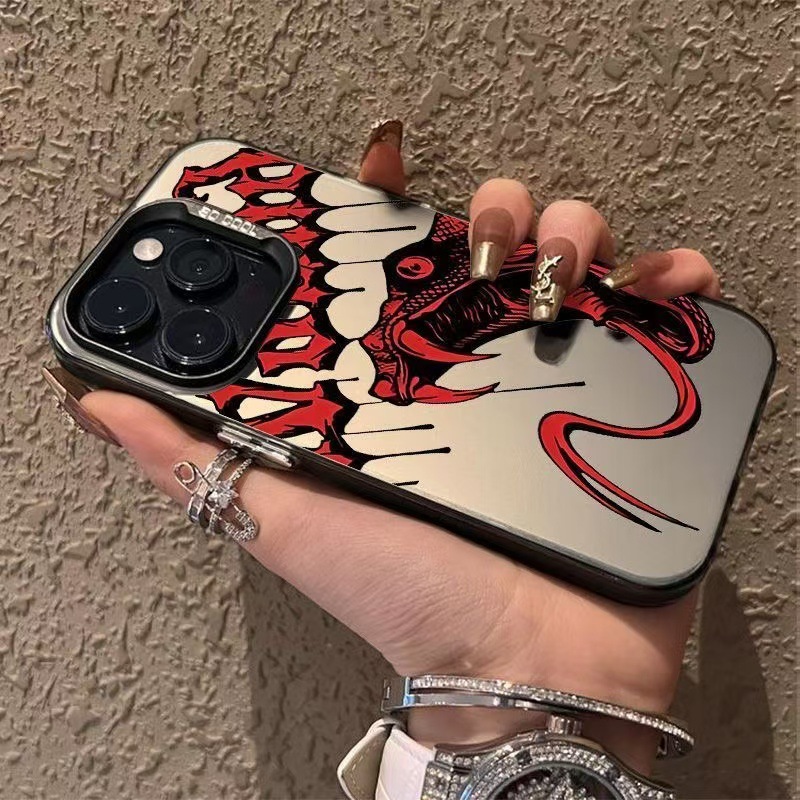 Nueva cabeza de serpiente inglesa para iPhone 16 funda para teléfono móvil Apple 15promax/14 anti-caída 13pro12 Europa y América