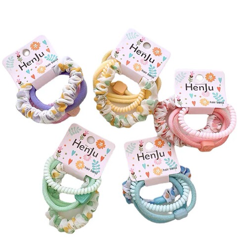 Colorful telephone cord hair rope female forest fairy beauty hair tie rubber band head rope high elasticity does not hurt the hair small intestine hair ring