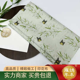 墨竹中国风写意印花布 纯棉面料童装连衣裙桌布窗帘服装设计布料