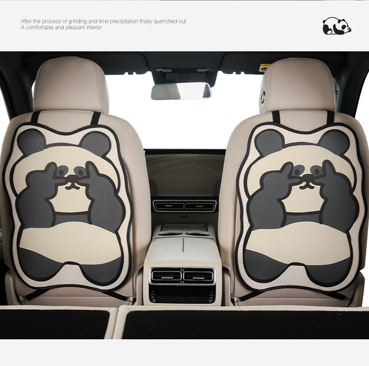 Cute Panda Cartoon Car Seat Back Anti-Kick Pad for Women, Car Seat Anti-Dirt Pad, Rear Seat Protector