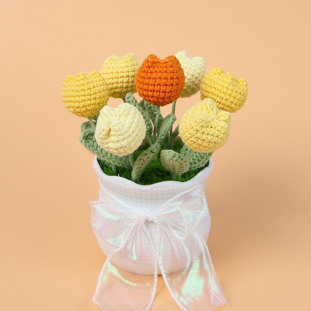 Girasoles de lana transfronterizos en maceta orquídeas no me olviden tulipanas flores simuladas regalo de maestros de temporada
