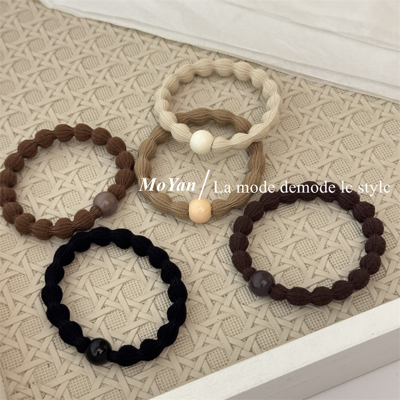 New Doudou Hair Band Sports Head Rope Bead High Ponytail Hair Rope High Elastic Durable Rubber Band Women's Tie Head Leather Cover