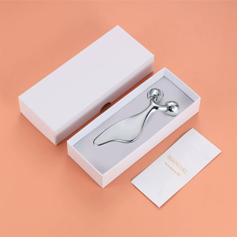 2025 New Zinc Alloy Manual Roller Massager, Heart-Shaped Small Ball Massager, Facial Lifting and Infusion Device