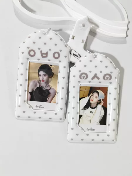 Ins-Style Gray Emoji 3inch Card Holder Pendant Celebrity Photo Storage Acrylic Keychain Student Accessory