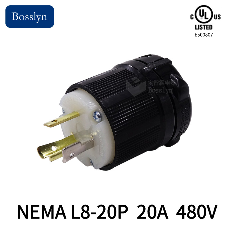 宝智霖现货美标医疗电源插头20A 480V美式装配插头 美规工业插头