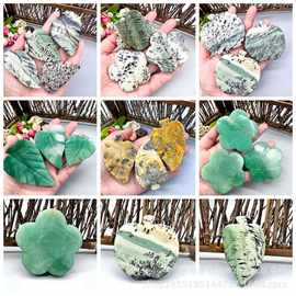 批发绿东林疯狂玛瑙菜花玉树叶花瓣苹果形状把玩件摆件