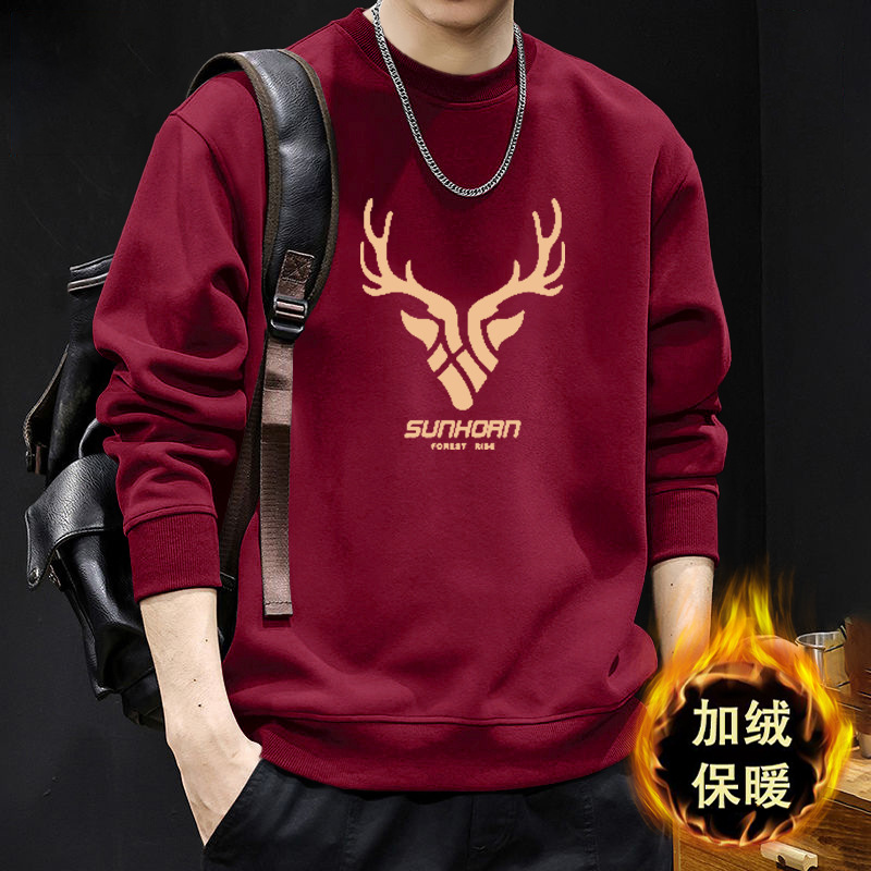 Nueva camiseta de cuello redondo para hombres otoño y invierno estilo de moda americana pareja camiseta de otoño chaqueta de moda para hombres