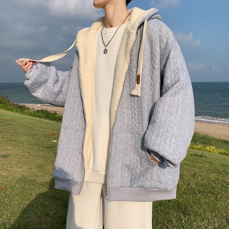 Abrigo de lana de cordero invierno de los hombres forrado de lana engrosada nicho original diseño de ropa acolchada de algodón marca de moda ins hong kong estilo ropa acolchada de algodón