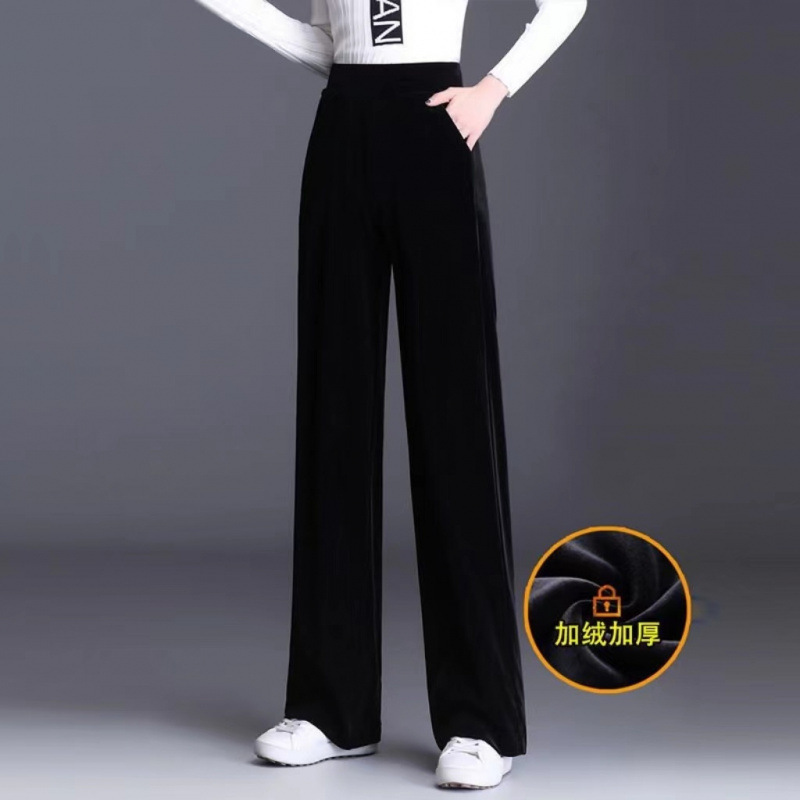 窄版金丝绒阔腿裤女春秋2025年新款高腰显瘦休闲大码百搭女裤爆款|undefined